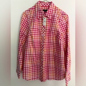 Talbots Pink and Orange Plaid Shirt
